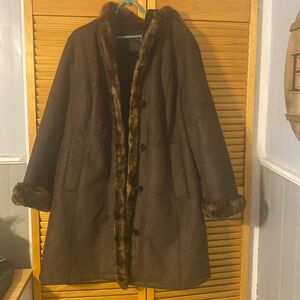 Warm fur lined winter coat